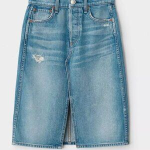 RAG AND BONE DENIM HIGH RISE MIDI SKIRT